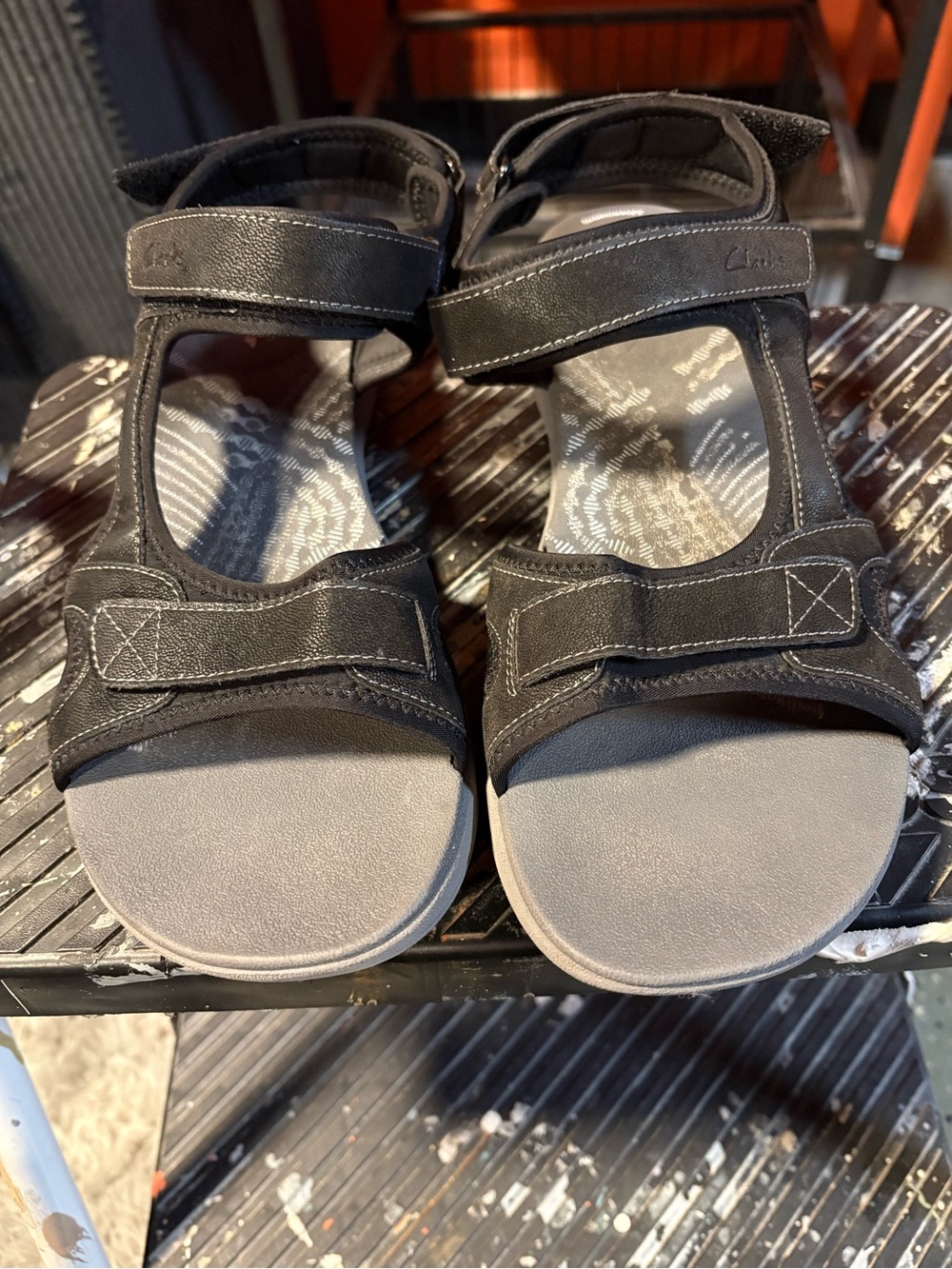 Clarks Black and Gray Women's Comfort Sandals